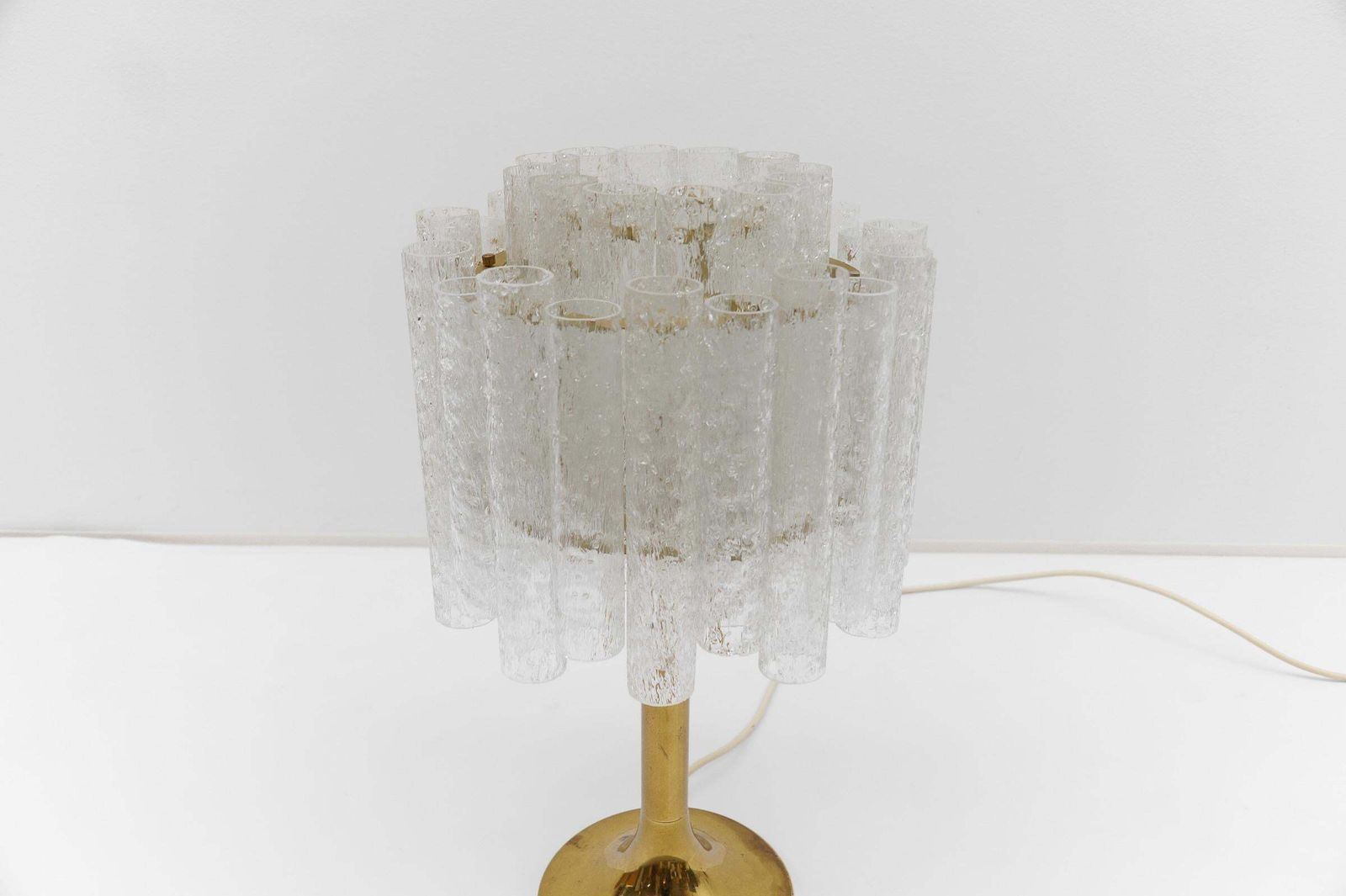 photo furniture Awesome Table Lamp By Doria Leuchten With 34 Ice Glass Tubes, 1960s Germany