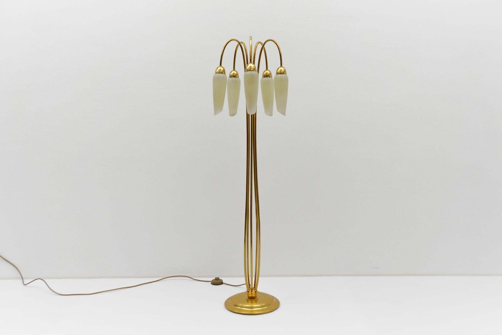 Very Rare Mid Century Modern Floor Lamp With Five Glass Shades, 1950s Italy photo furniture
