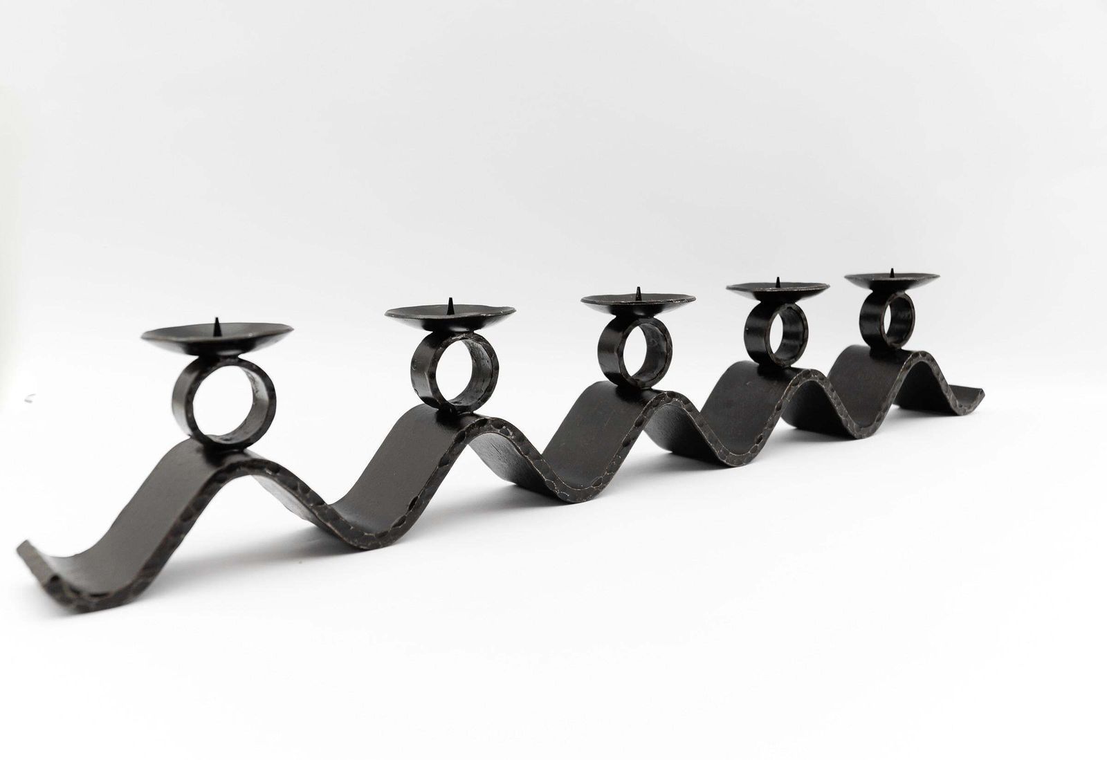 Wrought Iron Wave Handmade Artist Brutalist Candleholder, 1960s Austria photo vinterior