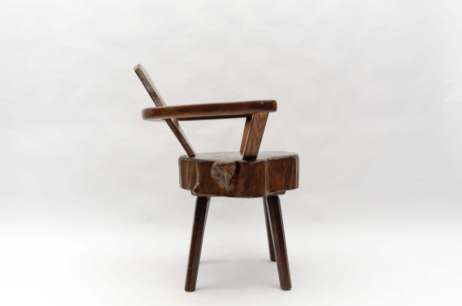 Mid Century Modern French Wooden Armchair, Pierre Chapo Attributed, 1960s photo vintage