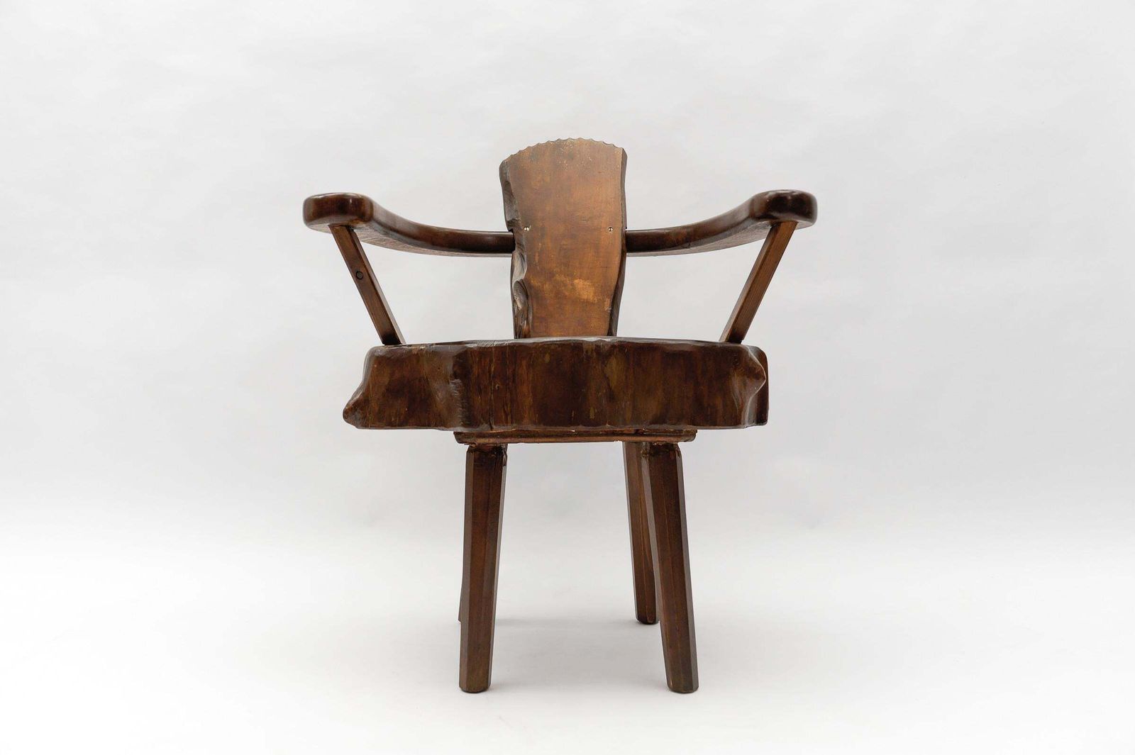 Mid Century Modern French Wooden Armchair, Pierre Chapo Attributed, 1960s photo for sale