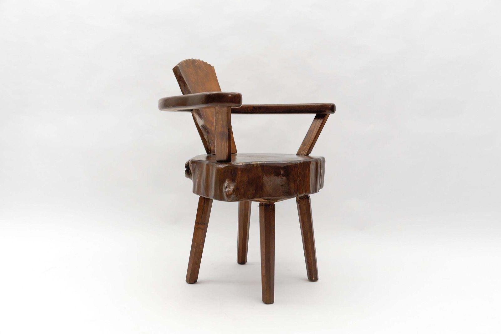 Mid Century Modern French Wooden Armchair, Pierre Chapo Attributed, 1960s photo vinterior