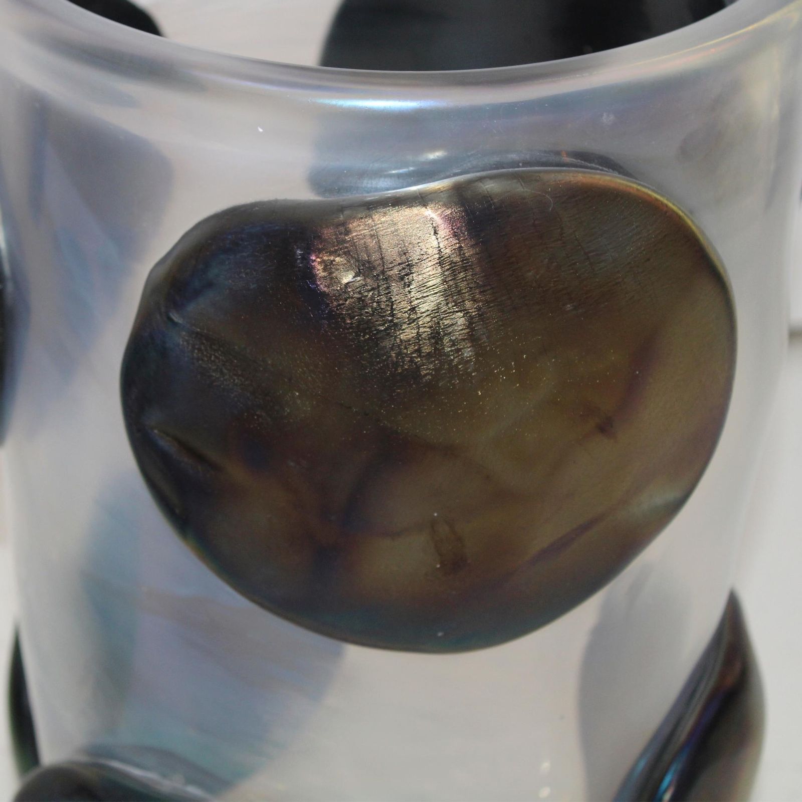 Mid Century Modern Costantini Murano Clear And Black Glass Italian Vase photo Home Decor
