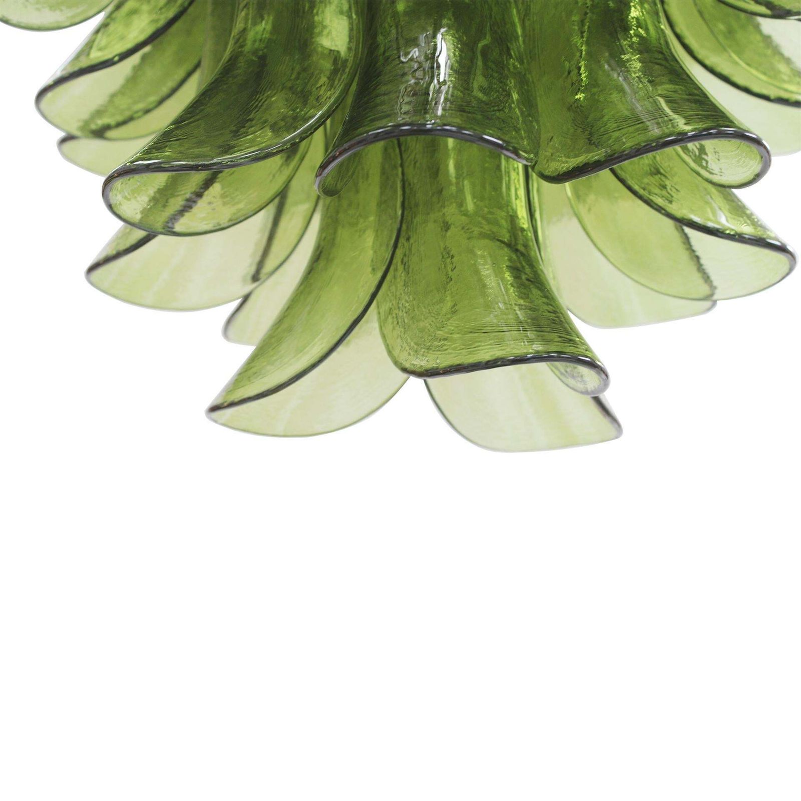 Green Murano Glass Petal Chandelier With Gold Toned Support, Italy photo vintage