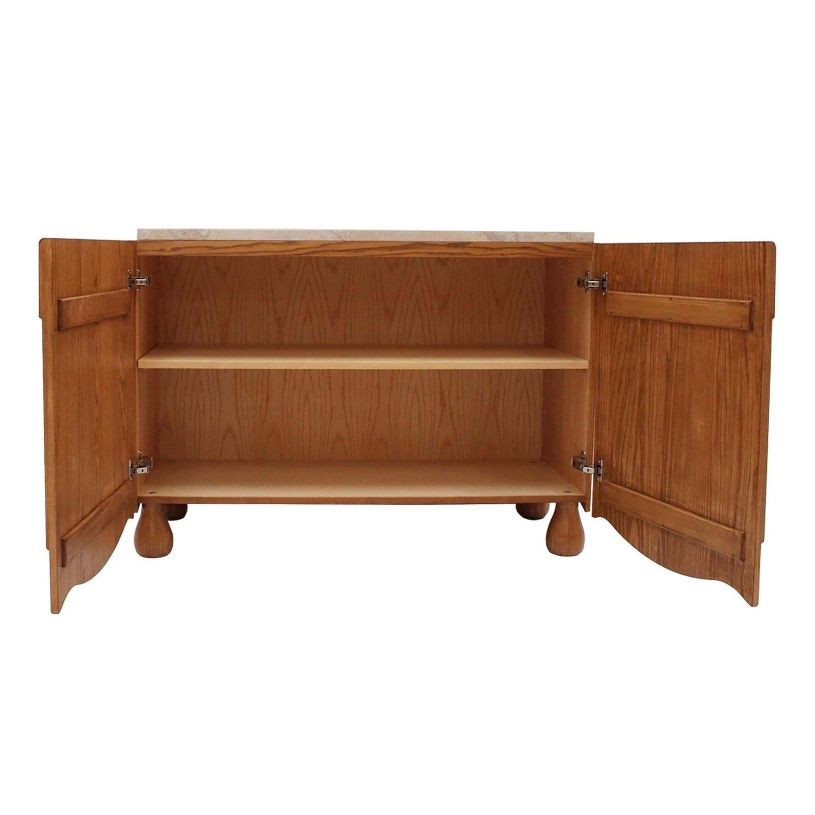 Pair Of Oak Wood Sideboards With Travertine Top. Italian Contemporary Design photo vinterior