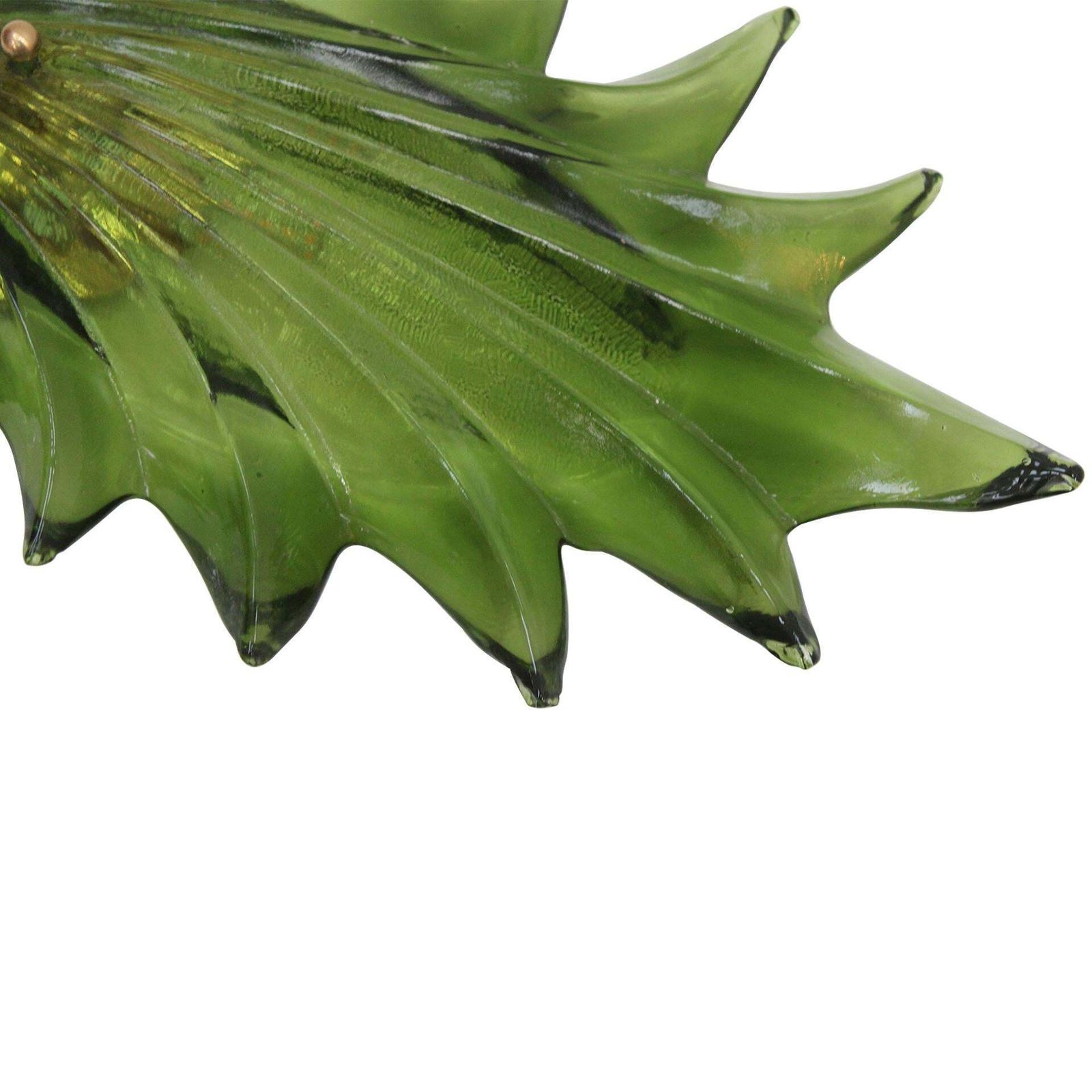 Pair Of Floral Murano Glass Wall Sconces In Green, Italian Art Glass Lighting photo vintage