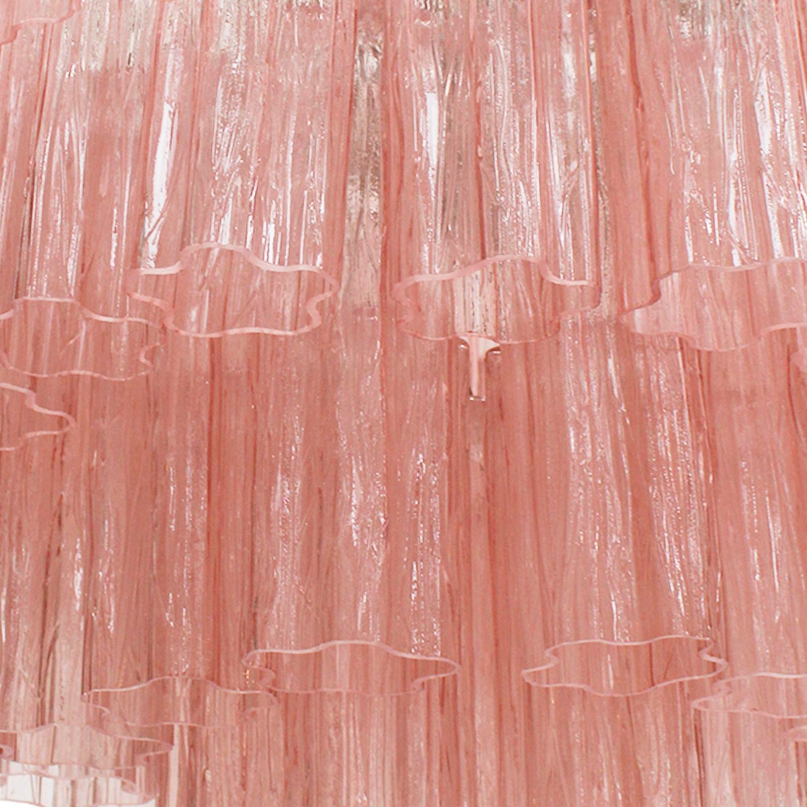 Cascada Suspension Lamp Handcrafted Pink Murano Glass And Brass, Italy photo vinterior