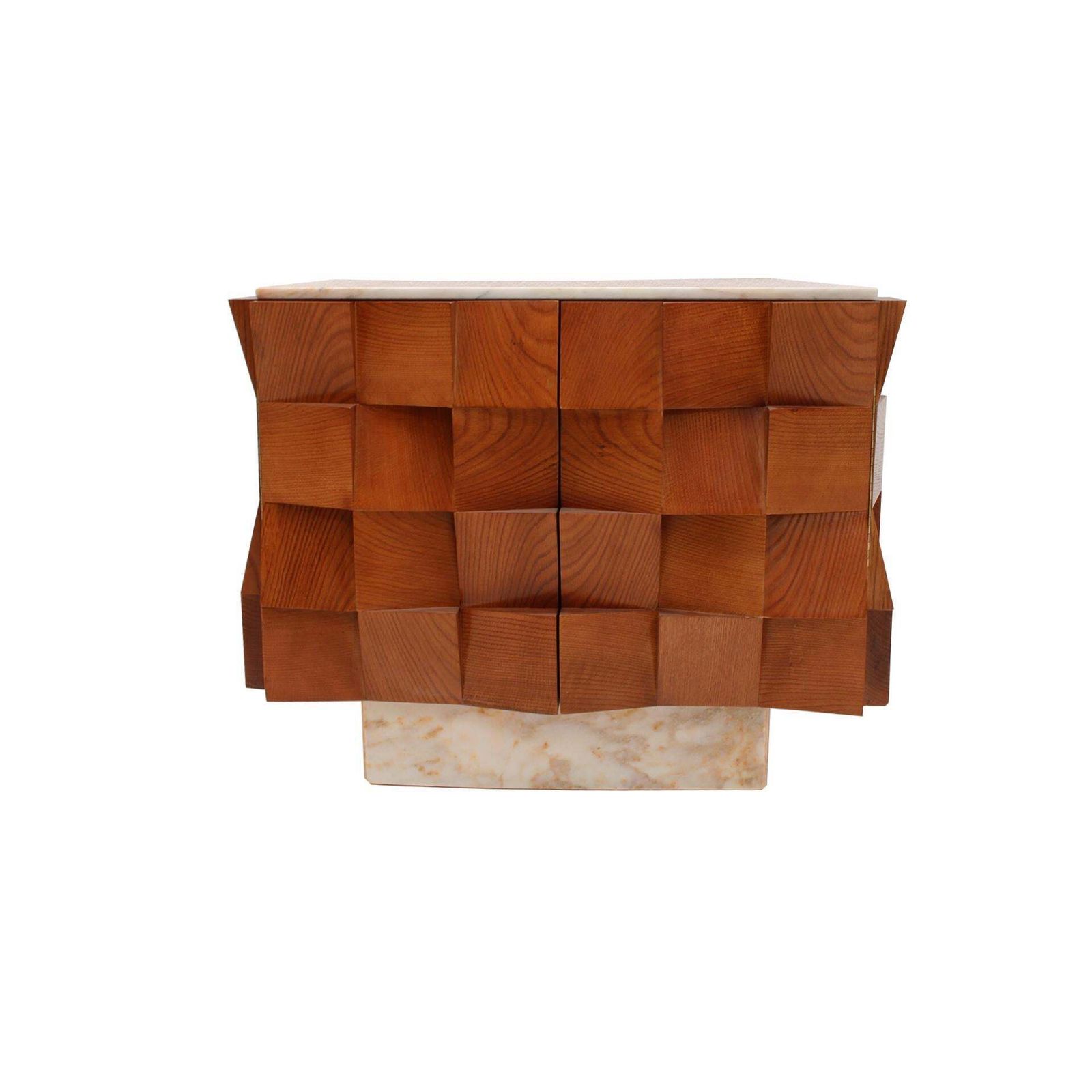 Contemporary Modern Pair Of Sideboards In Wood And Siena Marble Top, Italy photo vintage