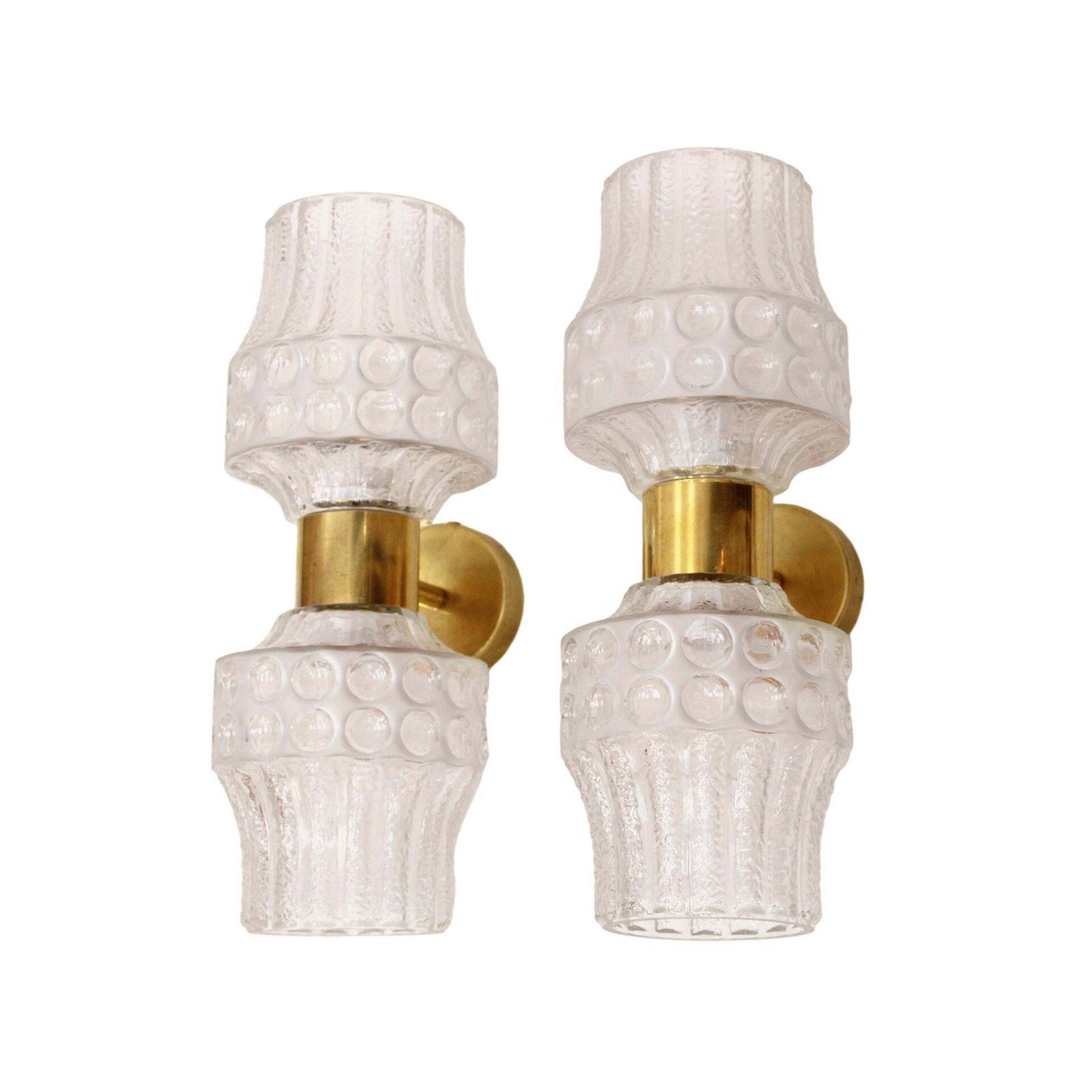 Mid Century Modern Style Murano Glass And Brass Set Of Three Italian Sconces photo 1737.0