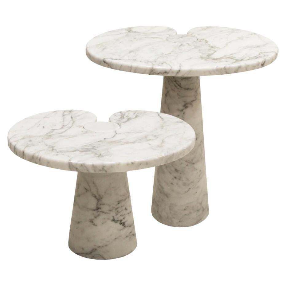 Angelo Mangiarotti Mid Century Eros Italian Side Tables Made Of Marble