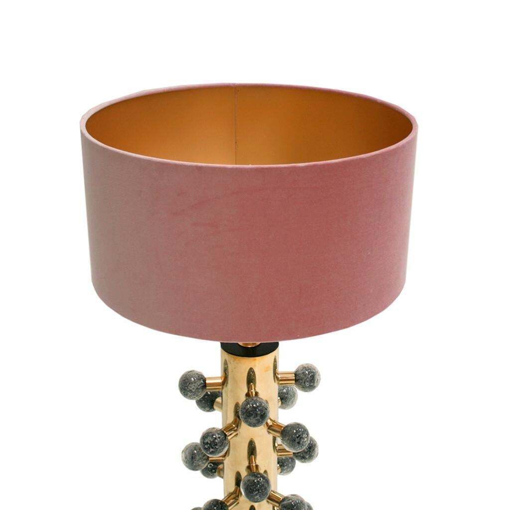 Mid Century Style Grey Murano Glass And Brass Italian Table Lamps photo Lighting