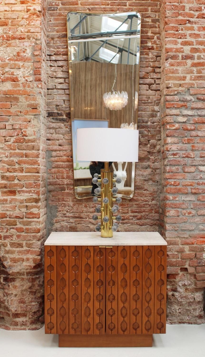 photo furniture Mid Century Style Grey Murano Glass And Brass Italian Table Lamps