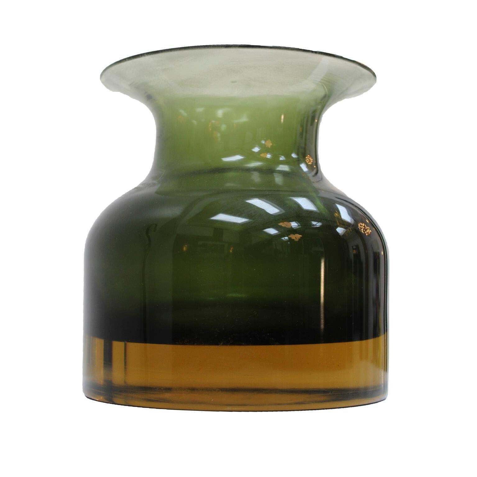 Mid Century Modern Dark Green Sommerso Murano Glass Vase By Flavio Poli 1950 photo for sale