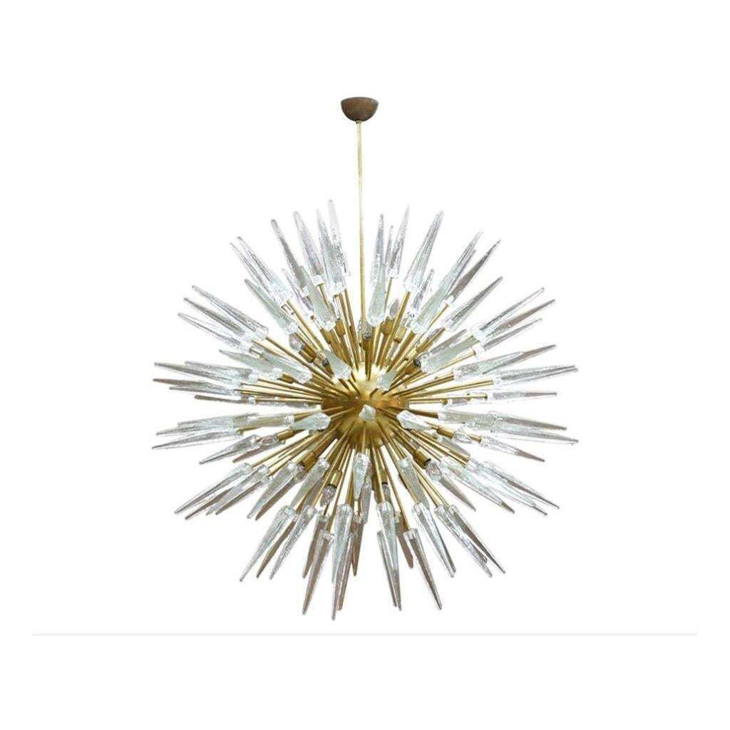 Mid Century Modern Style Sputnik Murano Glass And Brass Italian Chandelier photo furniture
