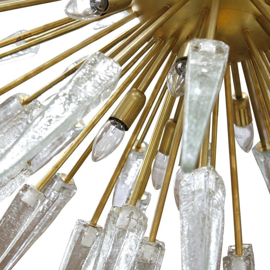 Mid Century Modern Style Sputnik Murano Glass And Brass Italian Chandelier photo for sale