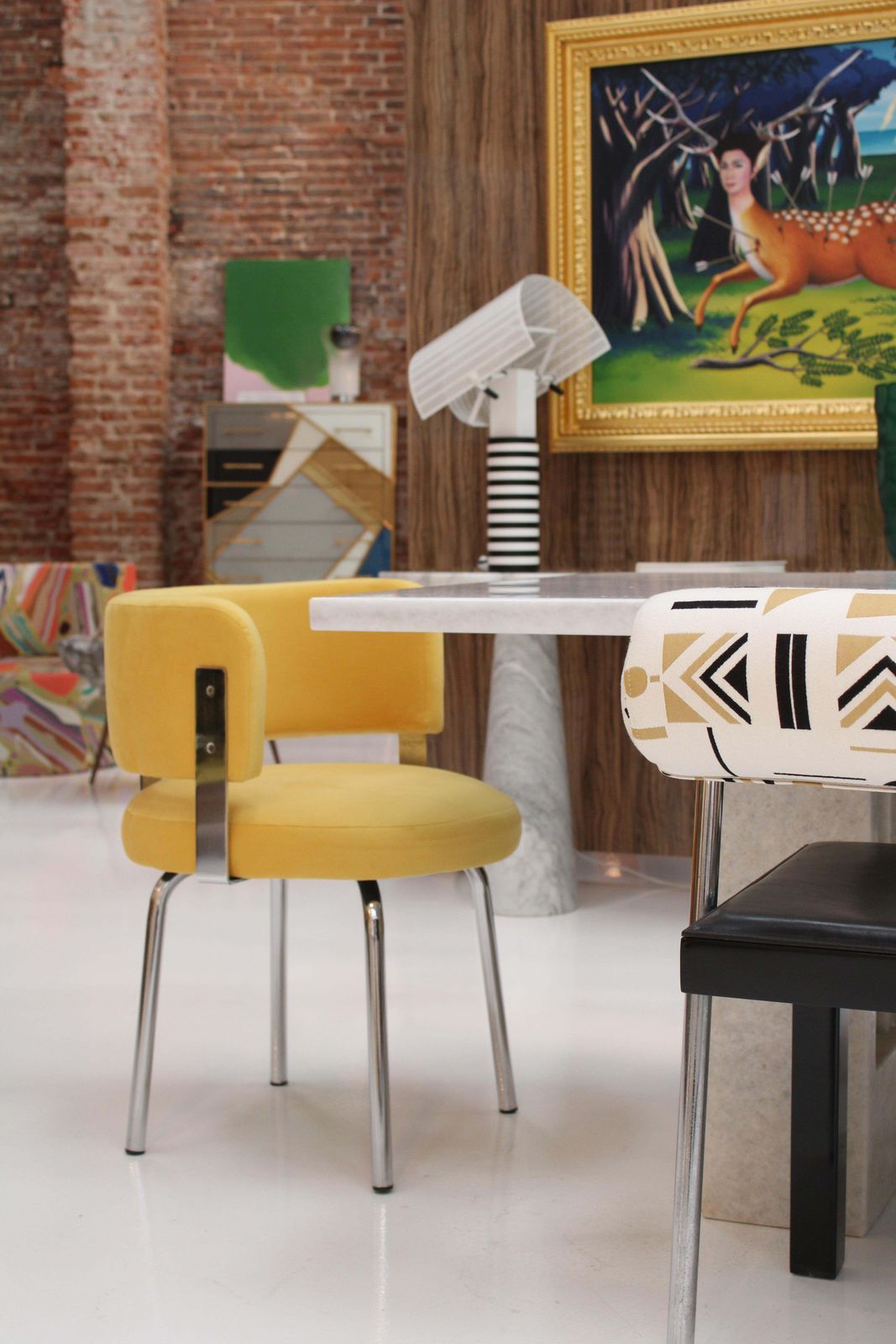 Furniture Pair Of Bauhaus Style Chairs For Pizzi Arredamenti Upholstered In Yellow Cotton photo