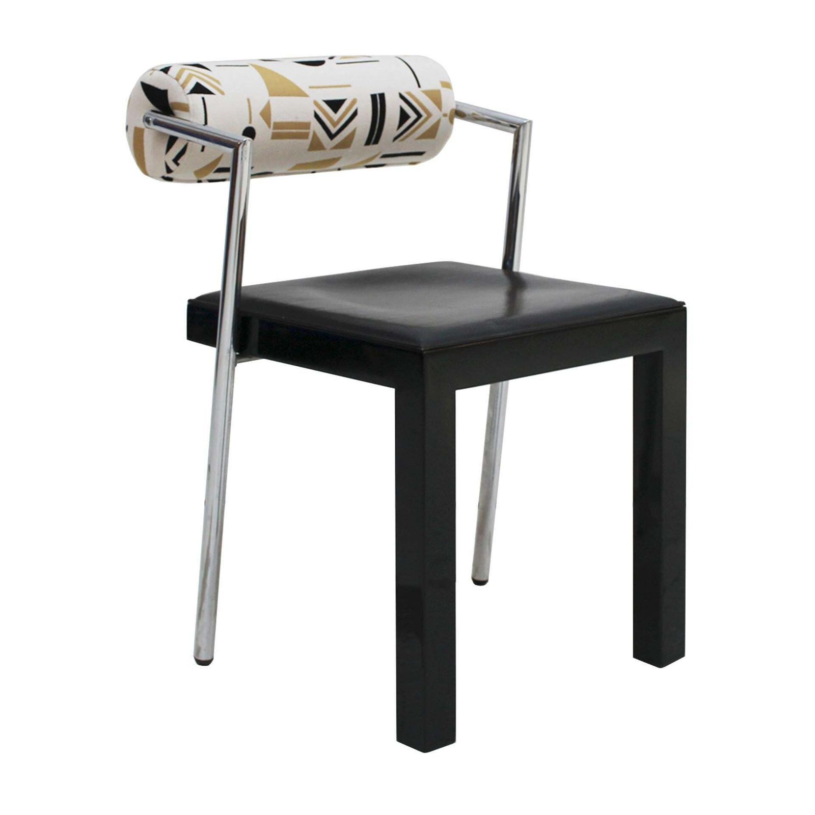 Set Of Four Italian Chairs Edited By Saporiti. Jacquard Back And Leather Seat photo furniture
