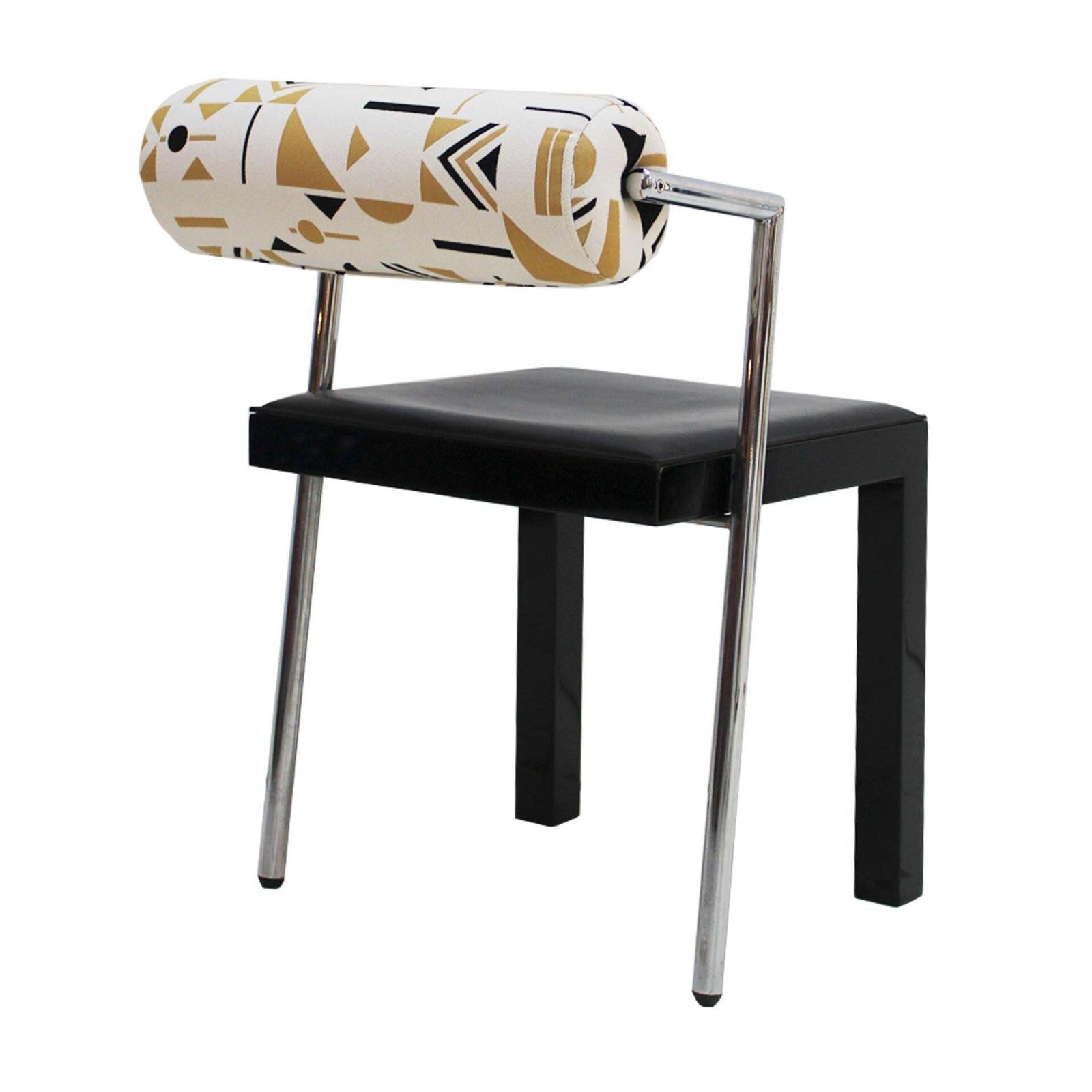 Set Of Four Italian Chairs Edited By Saporiti. Jacquard Back And Leather Seat photo Furniture