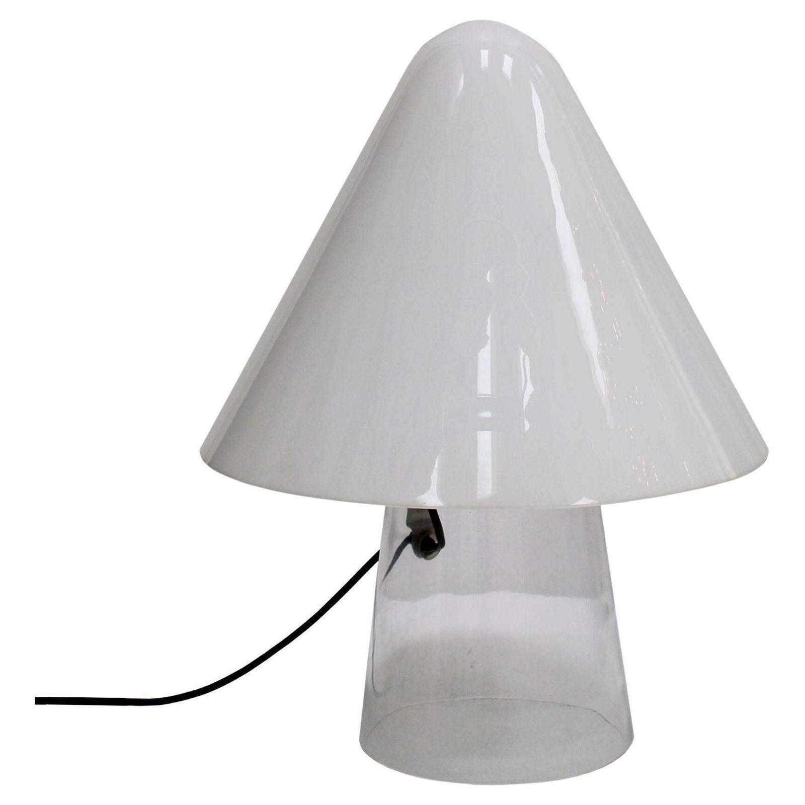 Mushroom Shaped White And Clear Glass Table Lamp Designed By Mauro Marzollo