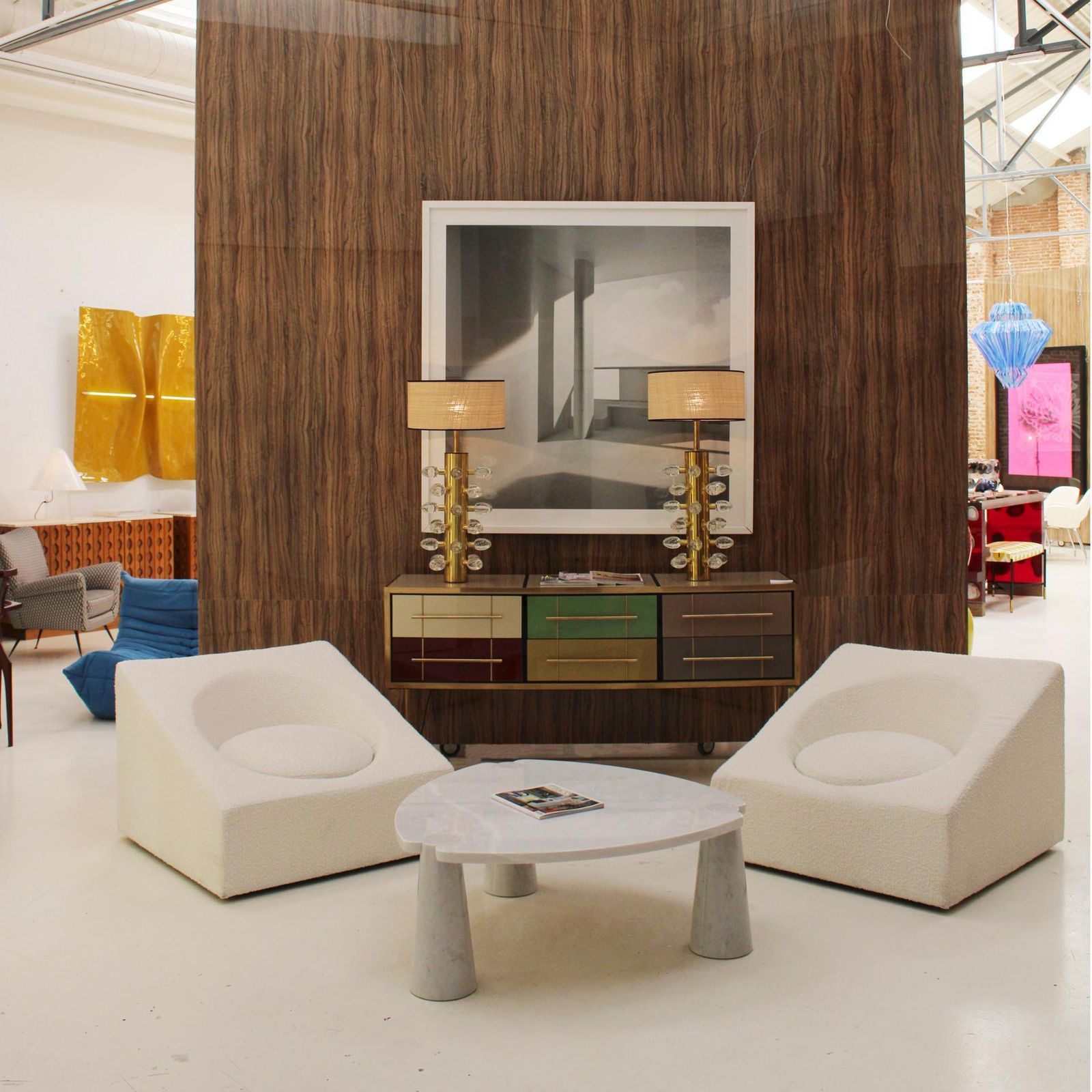 Pair Of Italian Retrofuturist Armchairs In White Wool And Cube Shape photo 4203.0