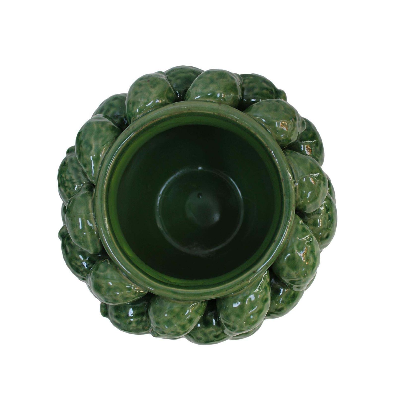 Contemporary Italian Green Ceramic Vase With Fruit Motifs photo Home Decor
