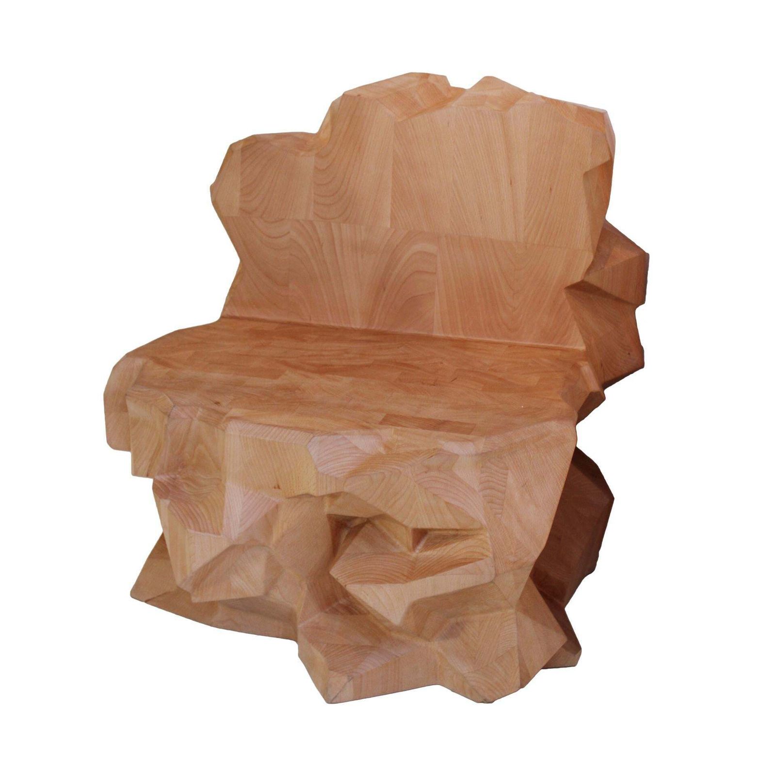 "Mineral" Faceted Sculptural Chair In Wood By Dagoberto Rodriguez photo furniture
