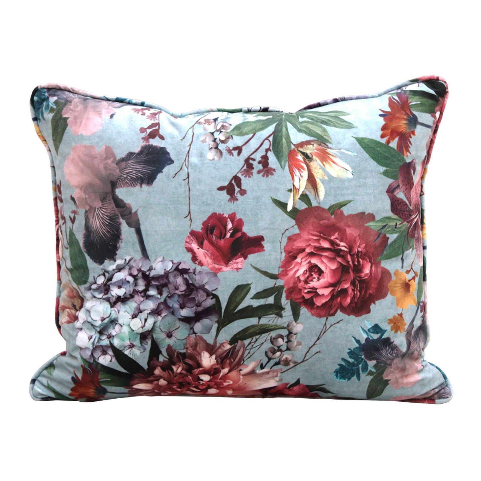 Unique Pair Of Cushions With Floral Cotton Velvet Fabric, Spain photo Textiles