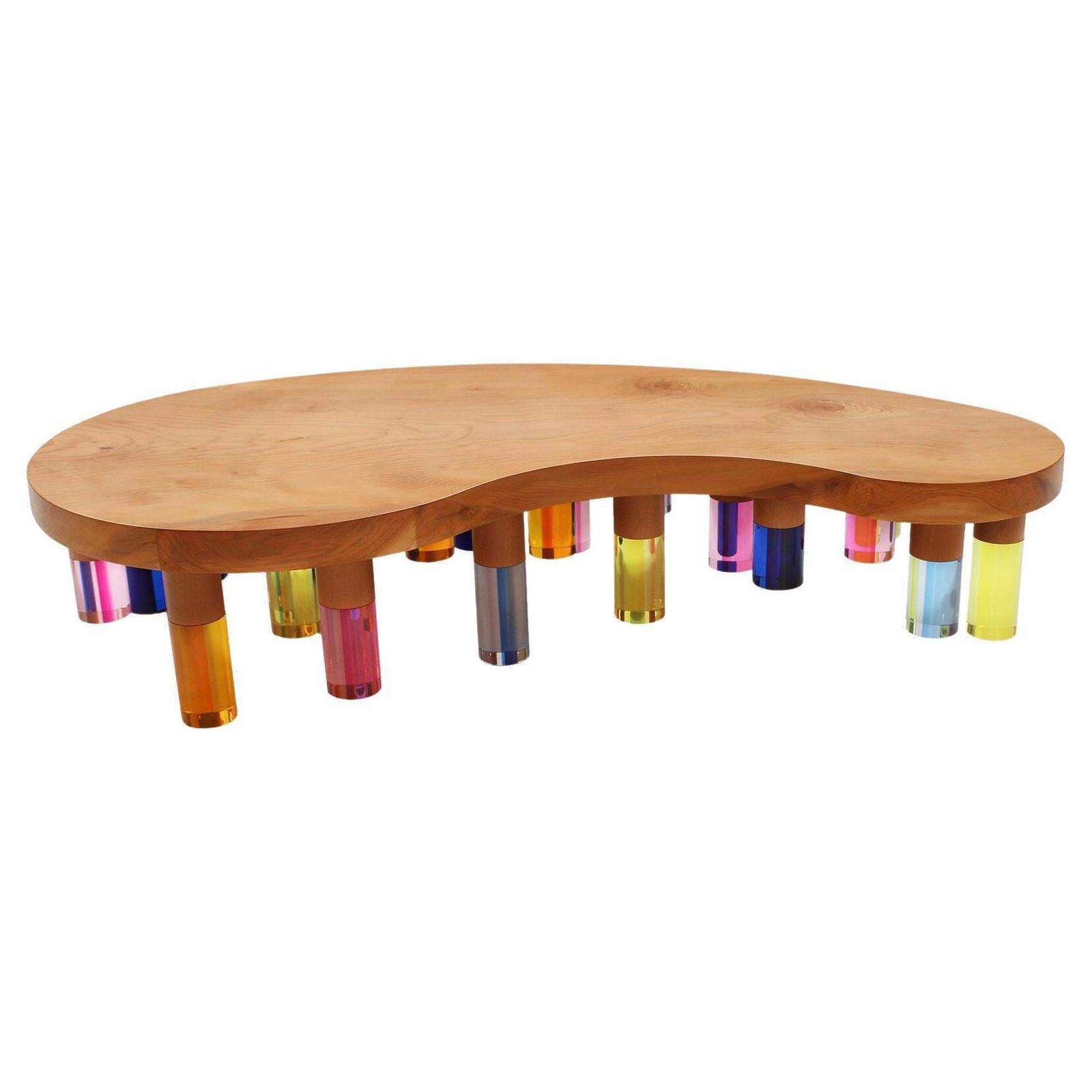 Studio Superego Modern Wood And Multicolor Plexiglass Italian Coffee Table