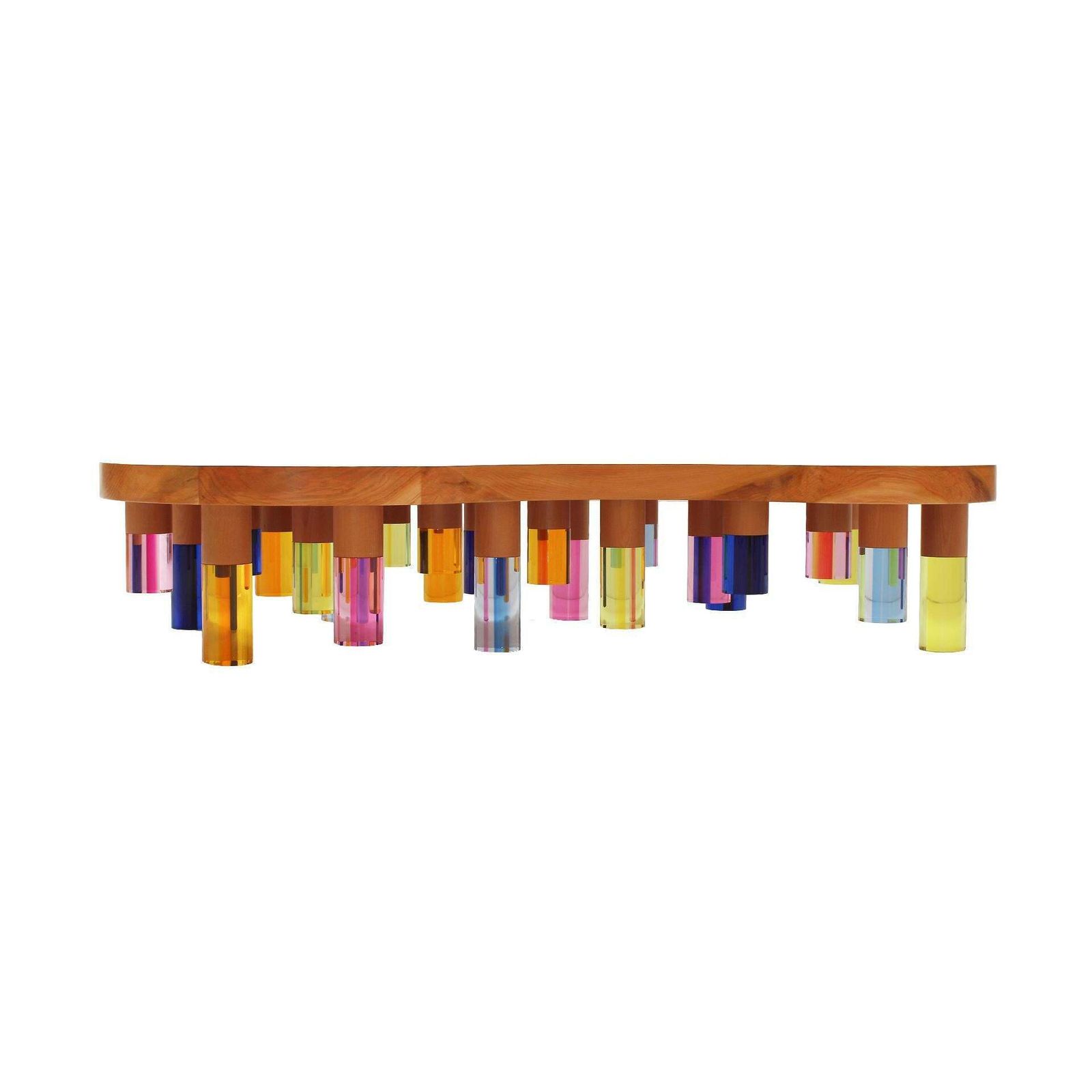 Studio Superego Modern Wood And Multicolor Plexiglass Italian Coffee Table photo furniture