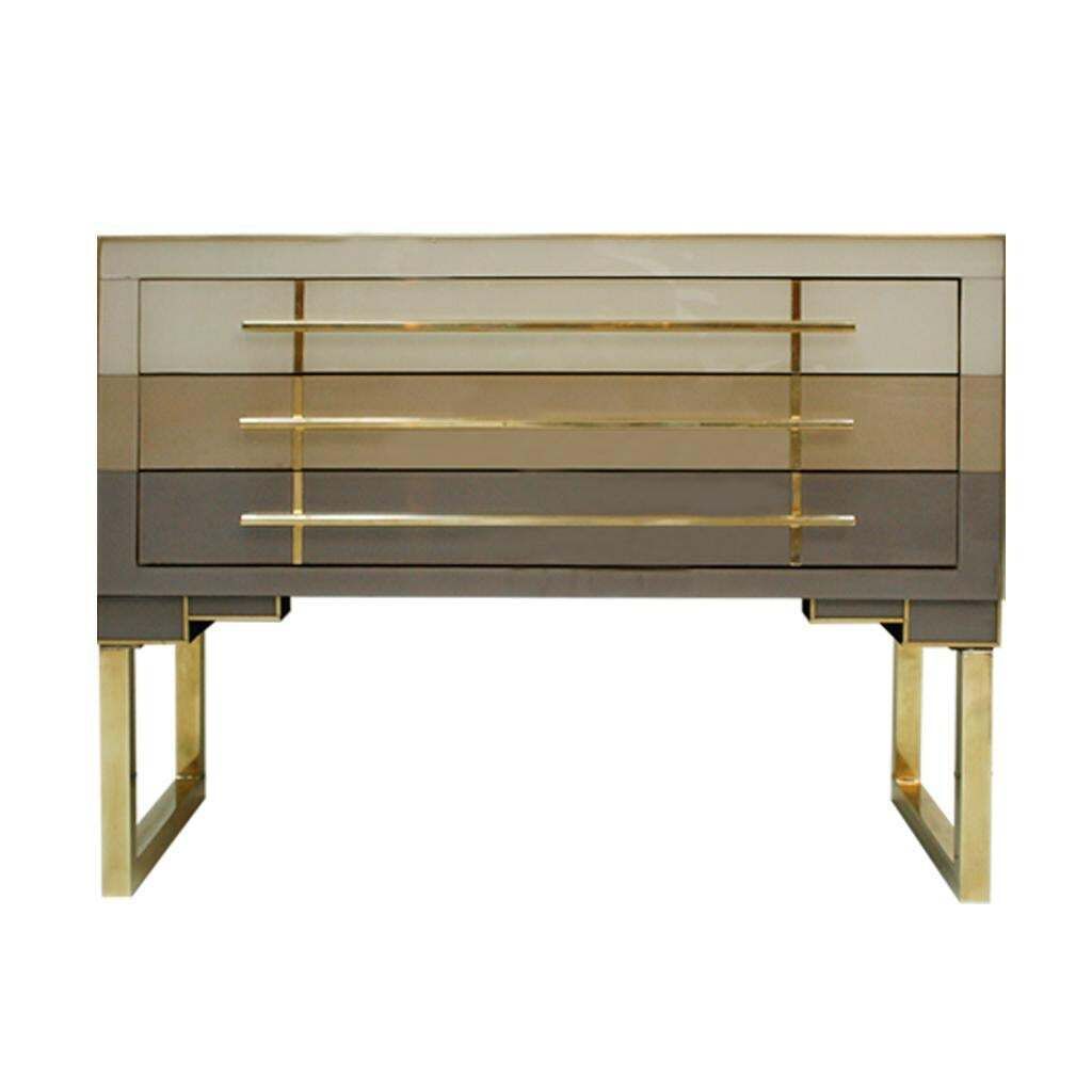 Mid Century Modern Style Murano Glass And Brass Pair Of Italian Commodes photo furniture