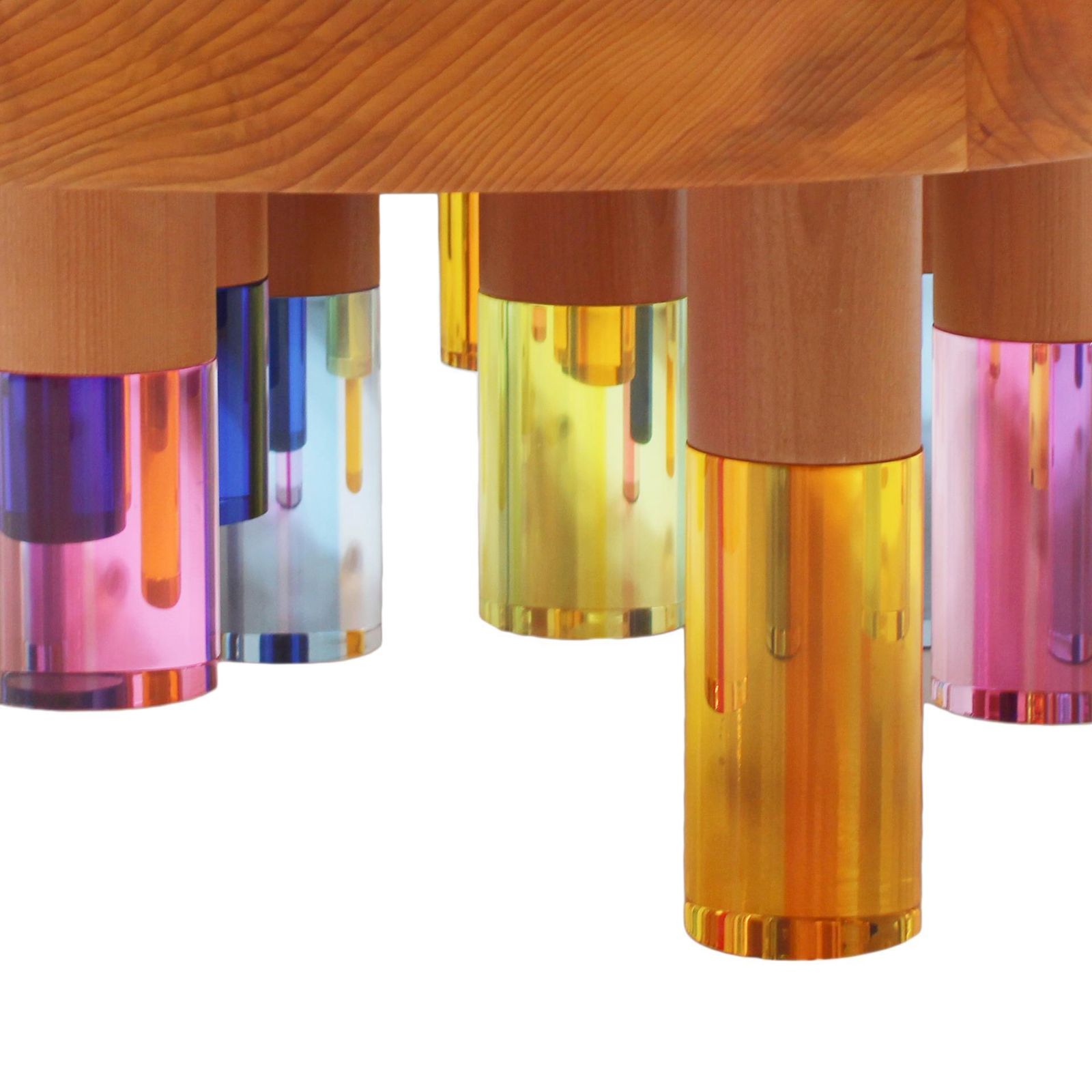 Studio Superego Modern Wood And Multicolor Plexiglass Italian Coffee Table photo vintage