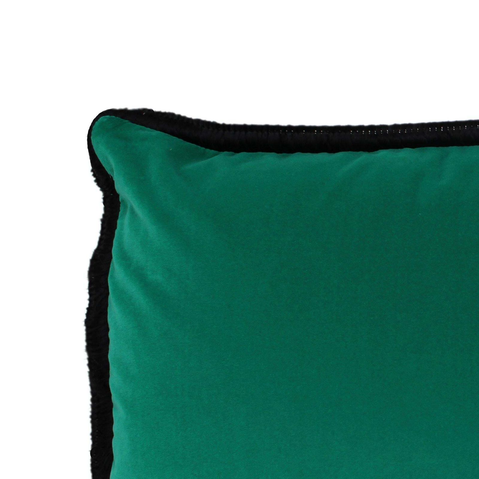 Green Velvet Cushion In Cotton With Double Tinsel Trim And Linen Back photo Textiles