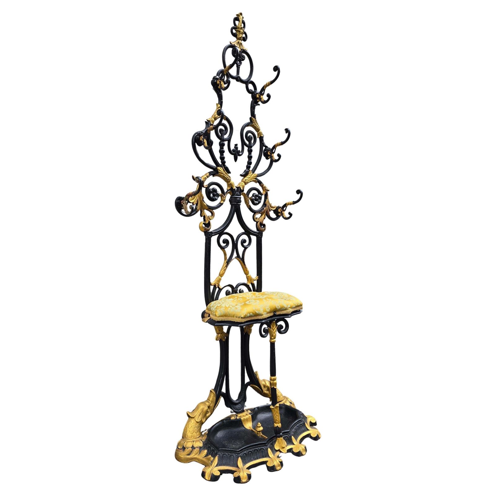 19th Century French Cast Iron Hall Stand With Gilded Accents