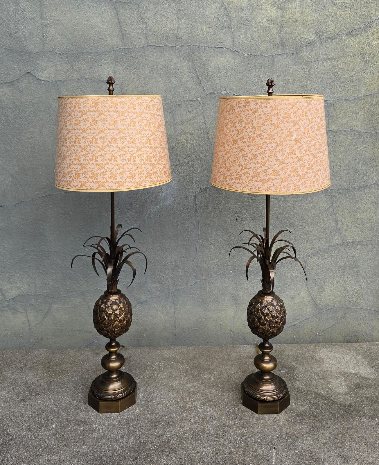 Very Rare Pair Of Pineapple Table Lamps By Charles & Fils photo furniture