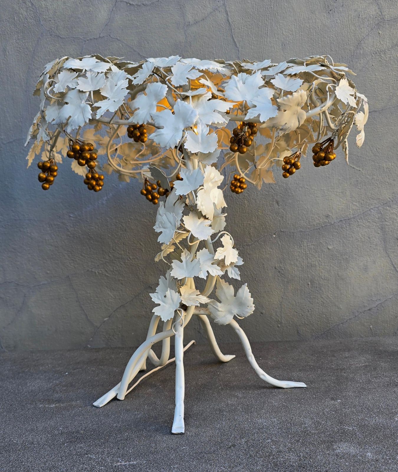 photo furniture Hand Painted Metal Grapevine Table Lamp In Hollywood Regency / Art Nouveau Style