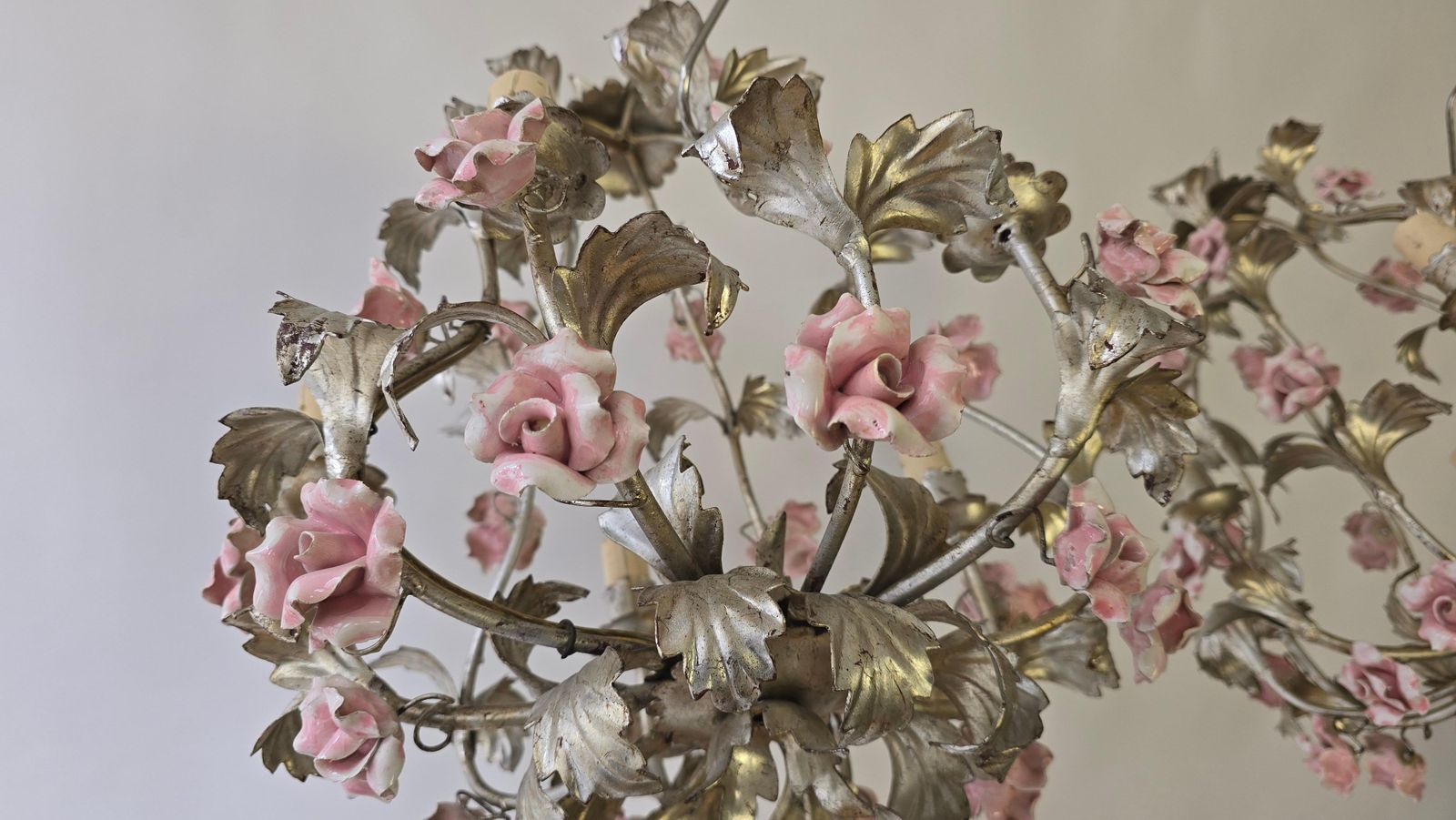 Set Of Two Chandeliers With Porcelain Roses photo vinterior