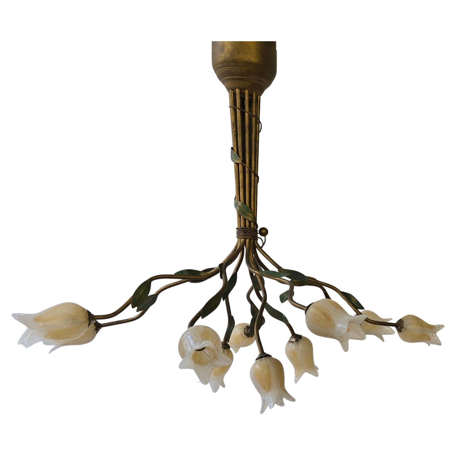 Two  Chandelier Pendant Lamp In Florentine Style With Glass Tulips Design photo 3174.0