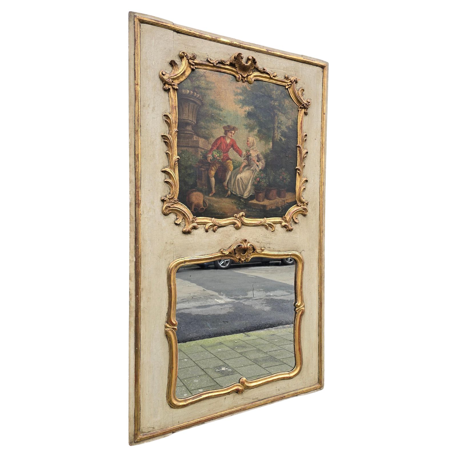18th Century French Rococo Trumeau With Original Panel Painting photo for sale