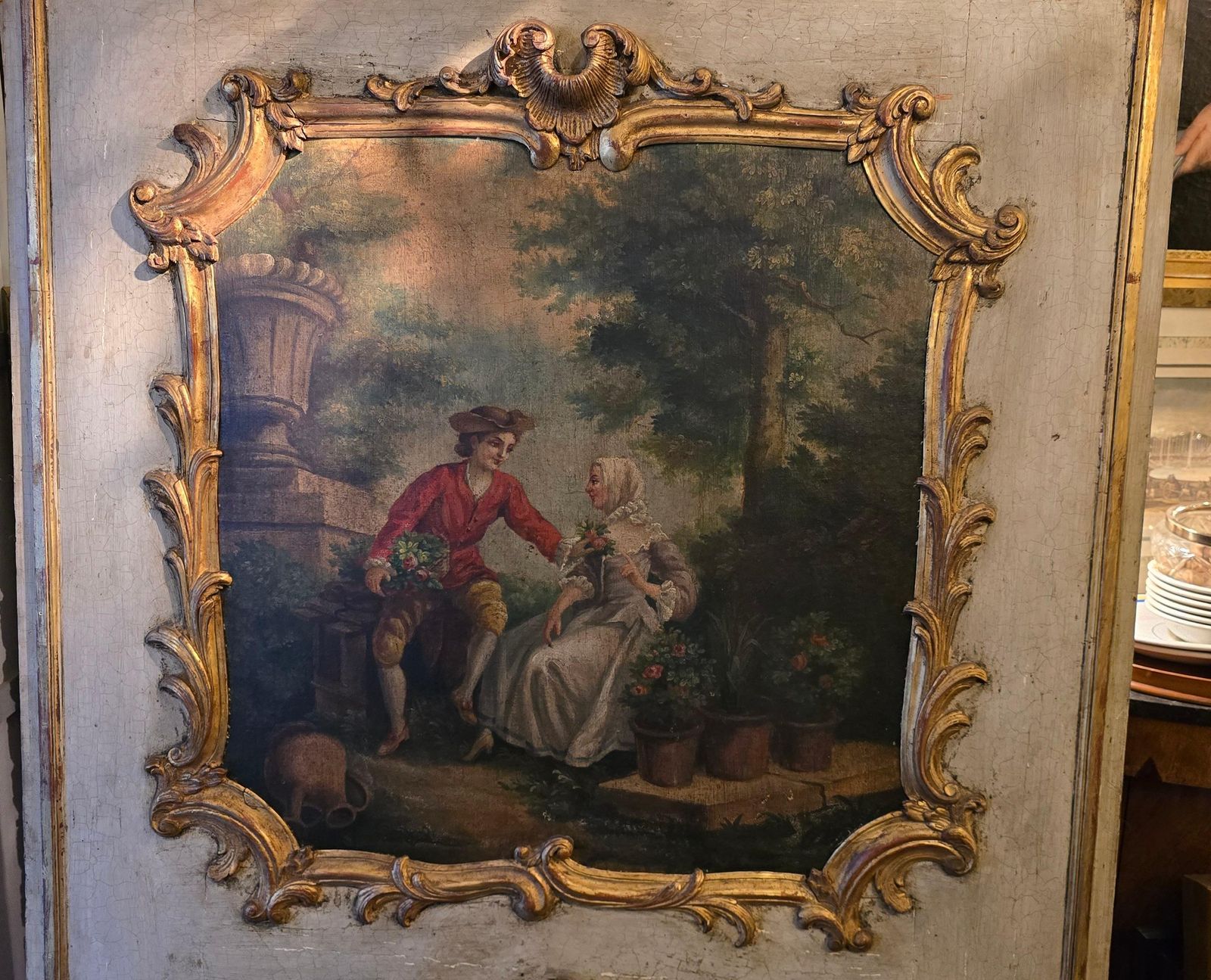 18th Century French Rococo Trumeau With Original Panel Painting photo Home Decor