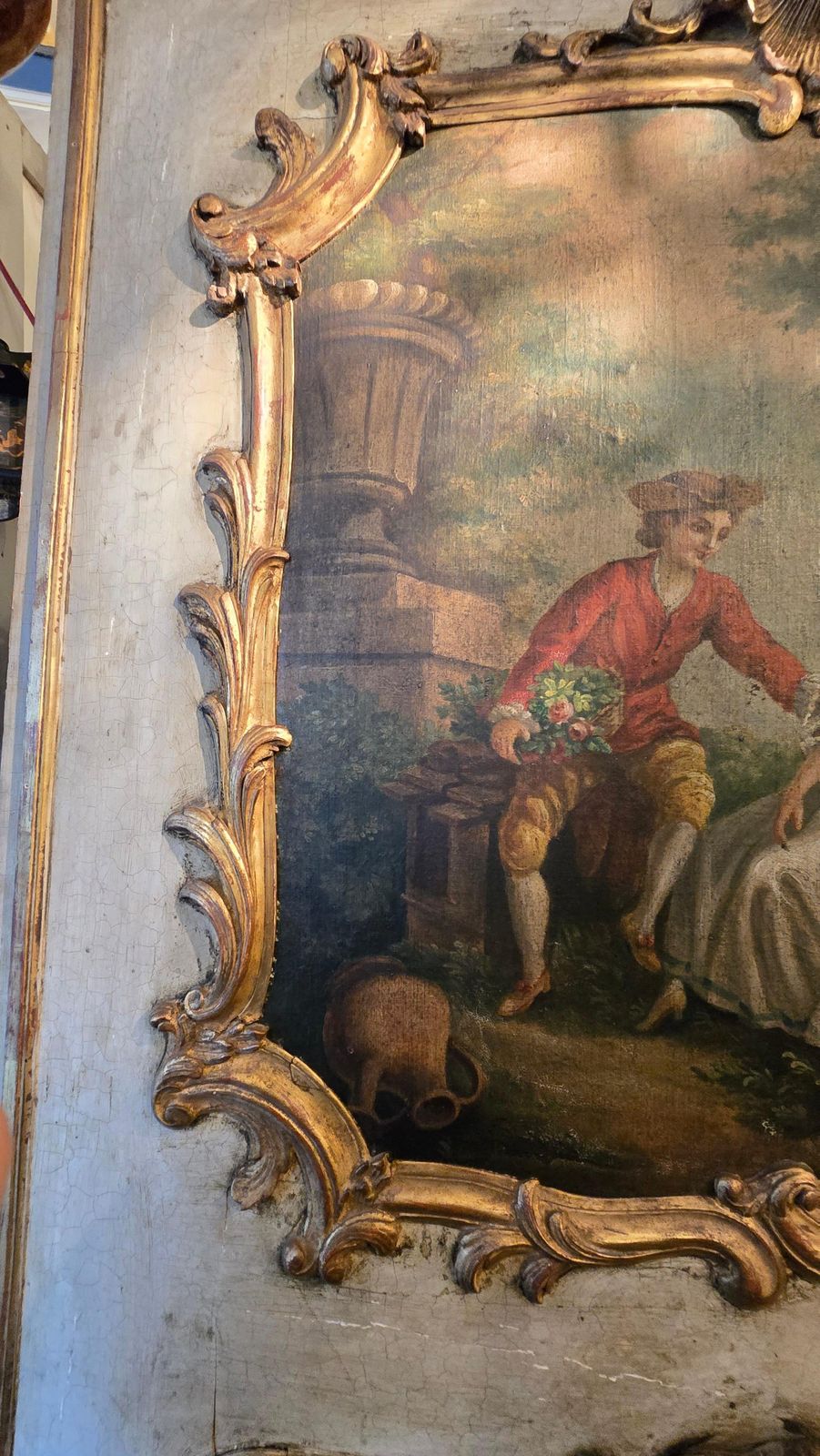 8200.0 18th Century French Rococo Trumeau With Original Panel Painting photo