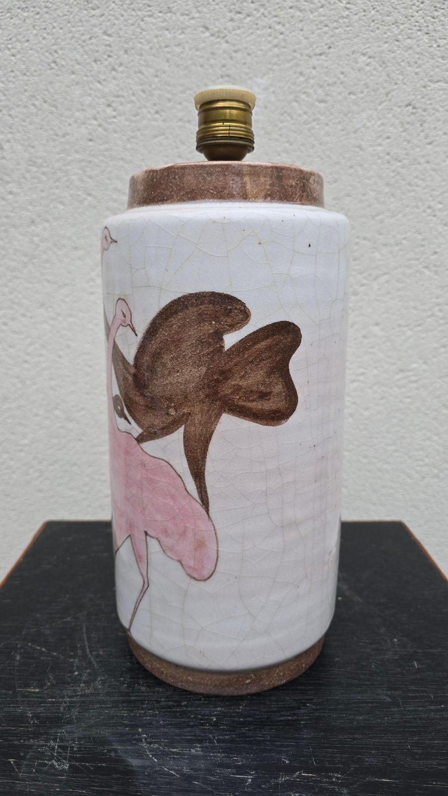 Italian Lamp Hand Painted Ceramic With Ostriches, Salerno photo vinterior