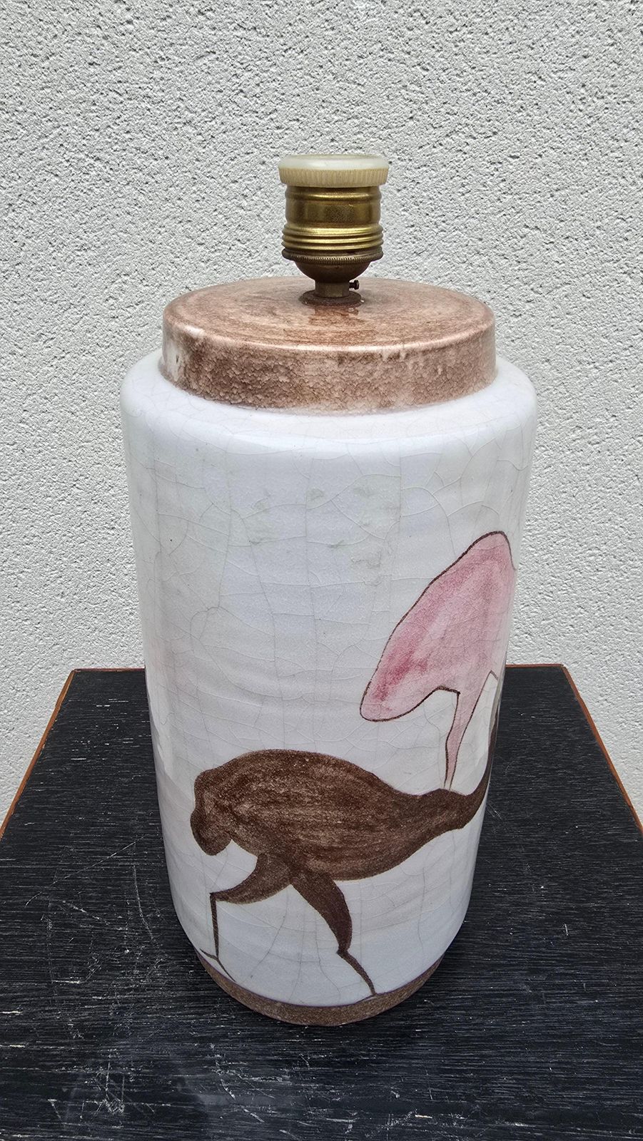 Italian Lamp Hand Painted Ceramic With Ostriches, Salerno photo buy