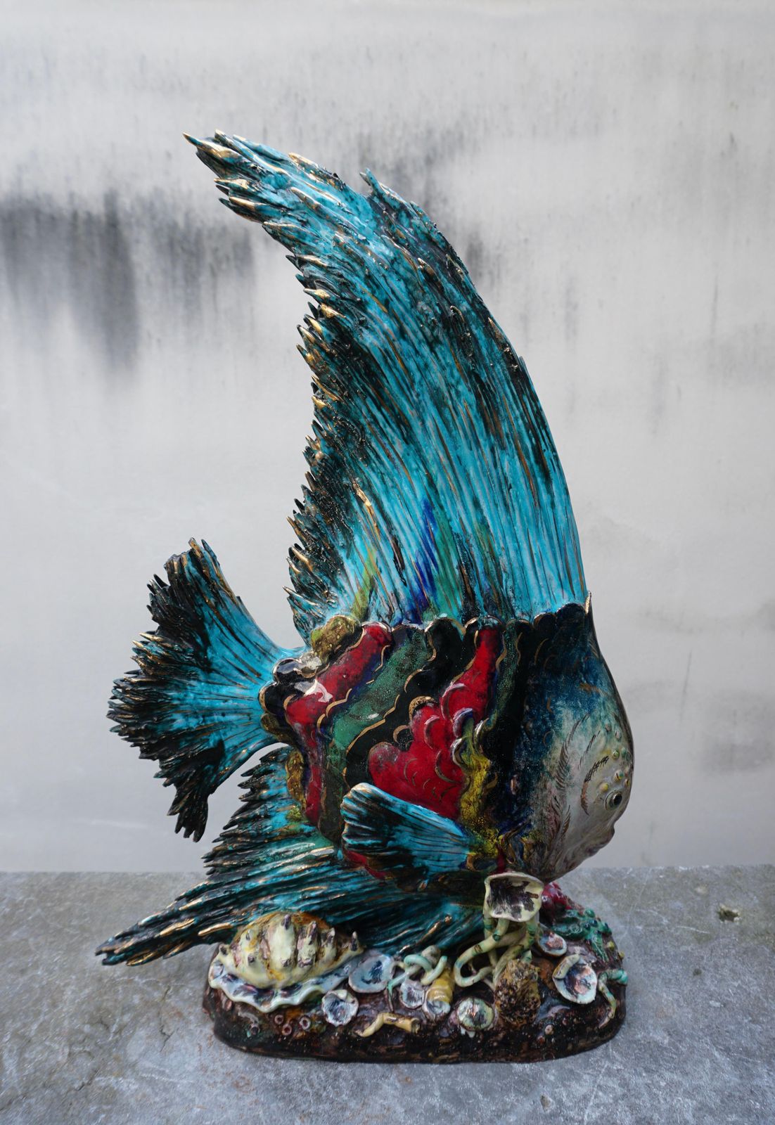 Larger Than Life Figural Fish Lamp By E. Pattarino For Marbro photo vinterior
