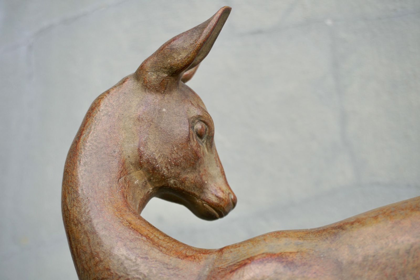 photo vintage Art Deco Bronze Depicting A Doe And Its Fawn On A Black Marble Base