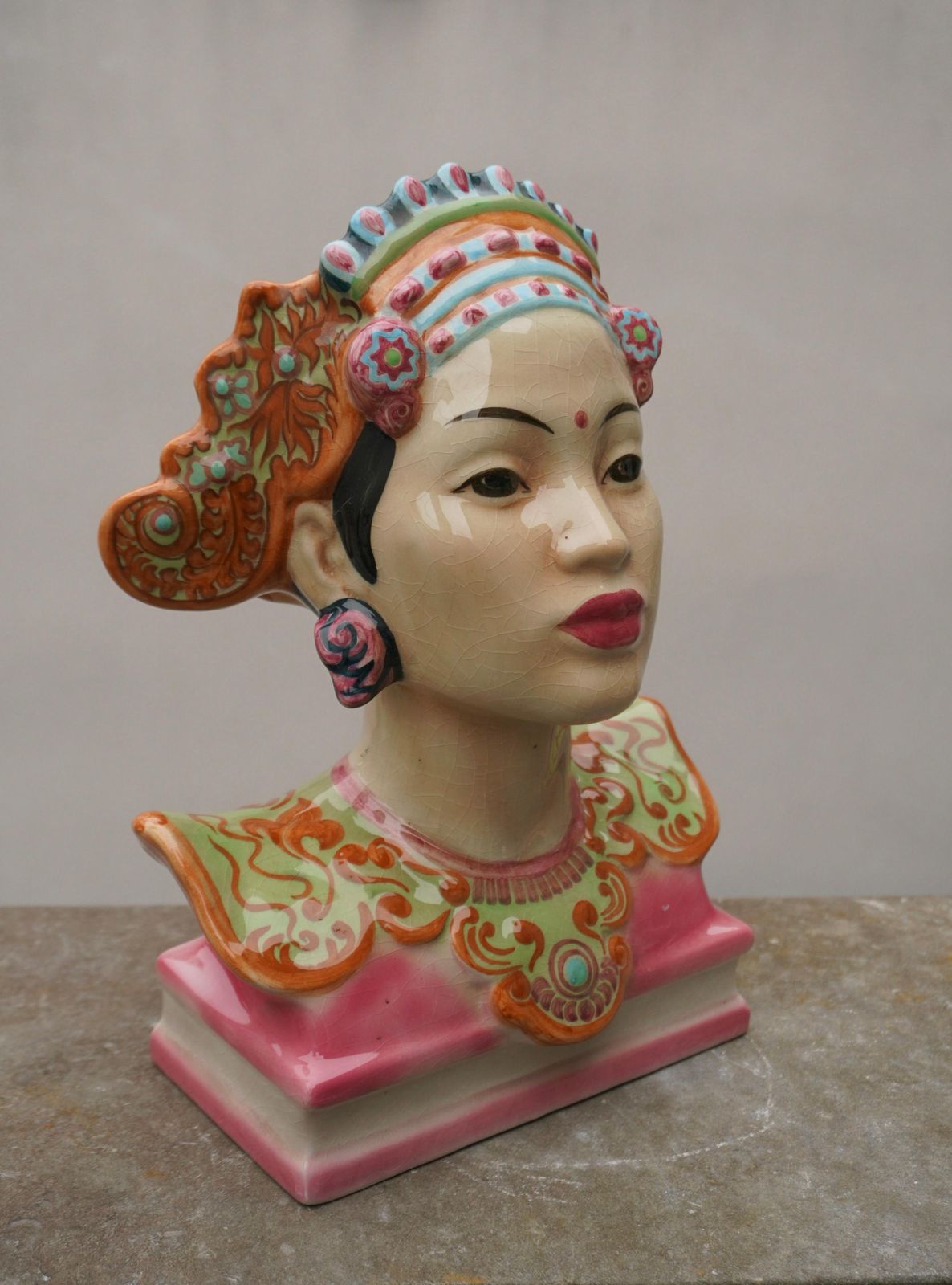 Goldscheider Polychrome Porcelain Bust Of A Balinese Dancer By Helen Liedloff photo 1973.0