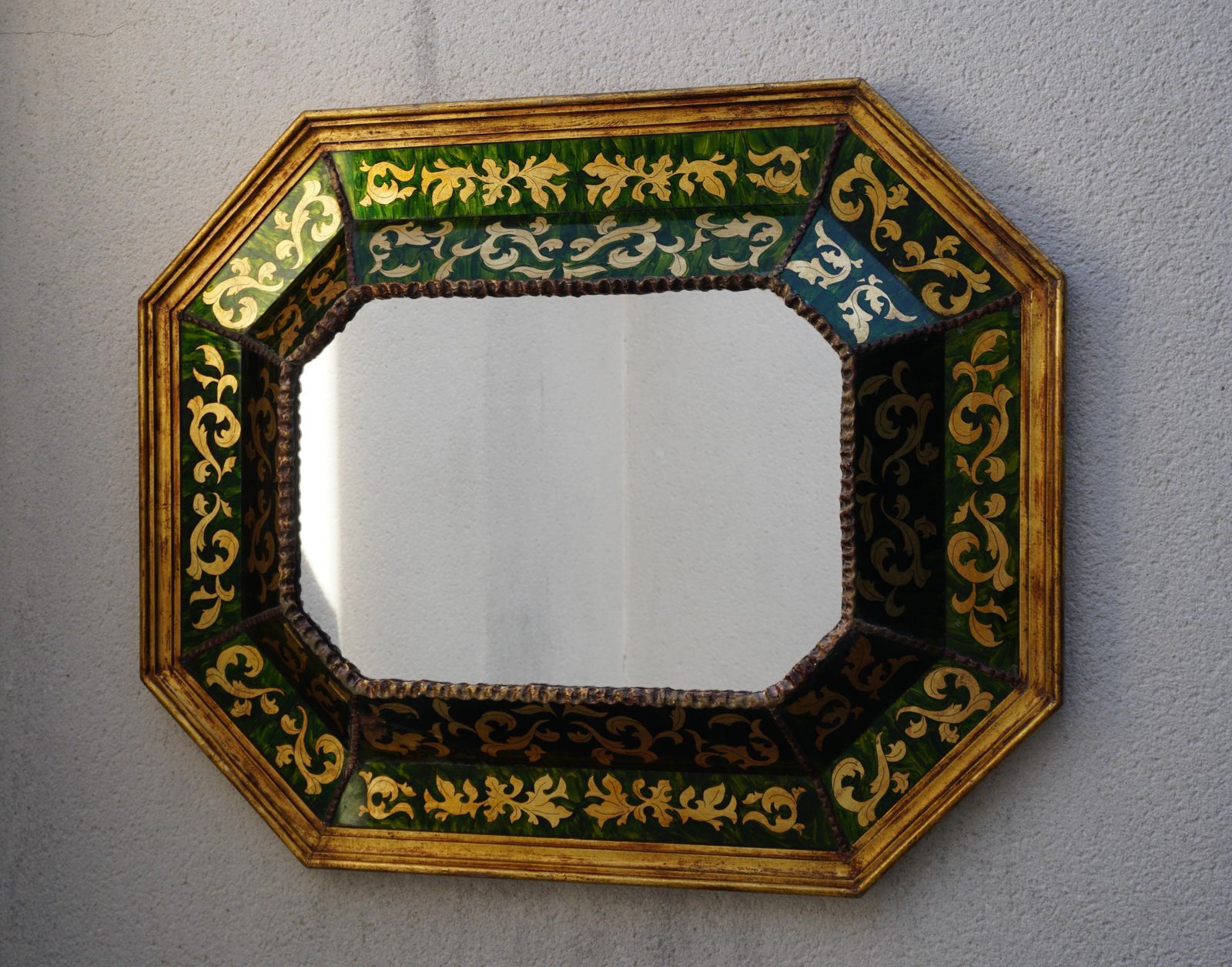 A Spanish Glass Verre Eglomise Gilded Mirror C. 1930 photo for sale