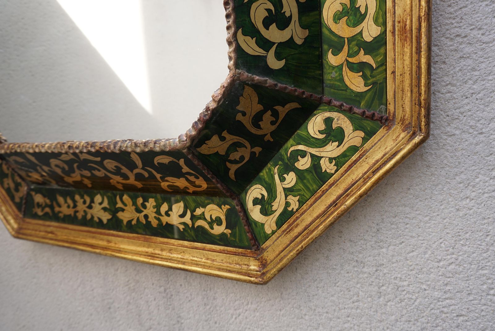 A Spanish Glass Verre Eglomise Gilded Mirror C. 1930 photo vinterior