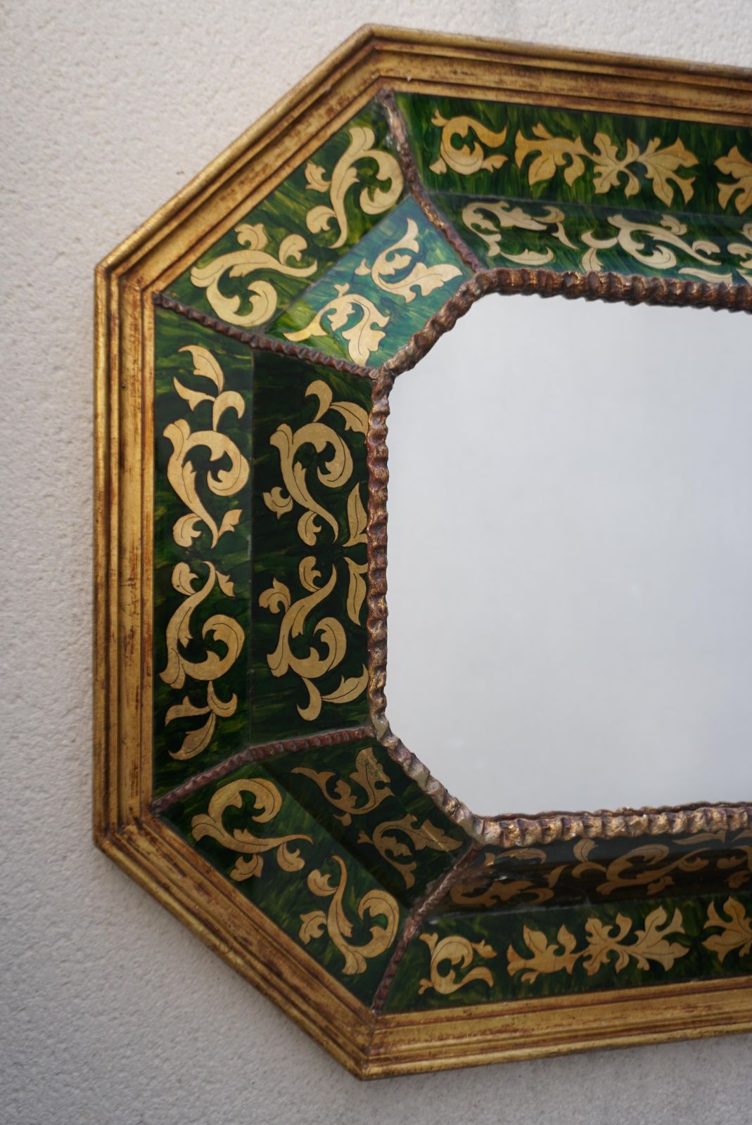 A Spanish Glass Verre Eglomise Gilded Mirror C. 1930 photo vintage