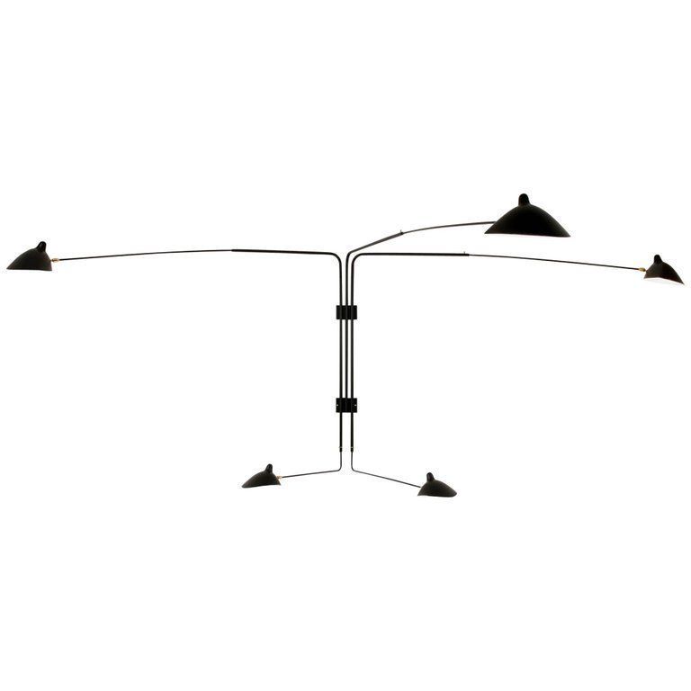 Sconce Serge Mouille Model "Applique 5 Rotating Arms