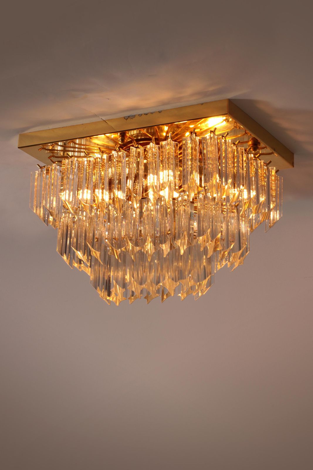 Novaresi Gold Plated Ceiling Lamp Ch Serie 1970 Italy photo for sale